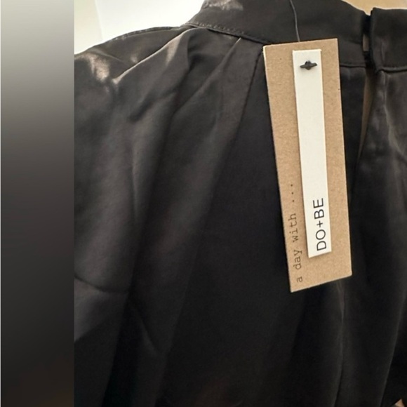 DO+BE Satin Drape Sleeve Crop Cold Shoulder Top - Picture 5 of 5